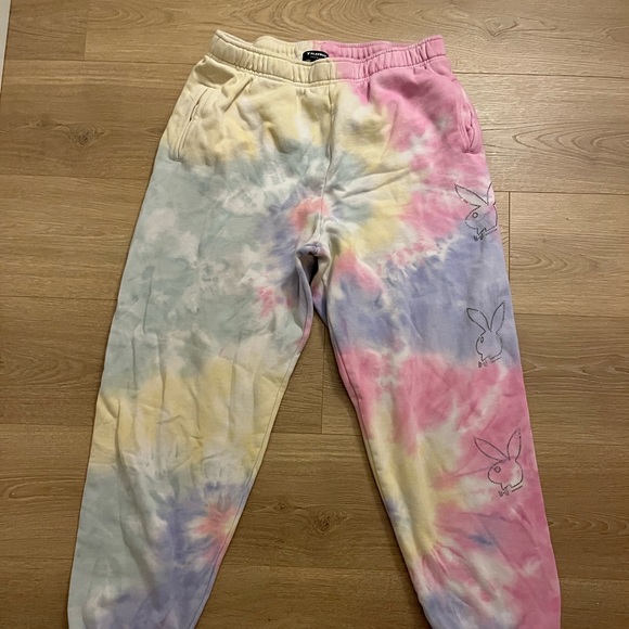 tie dye rhinestone playboy sweatpants - Picture 1 of 3
